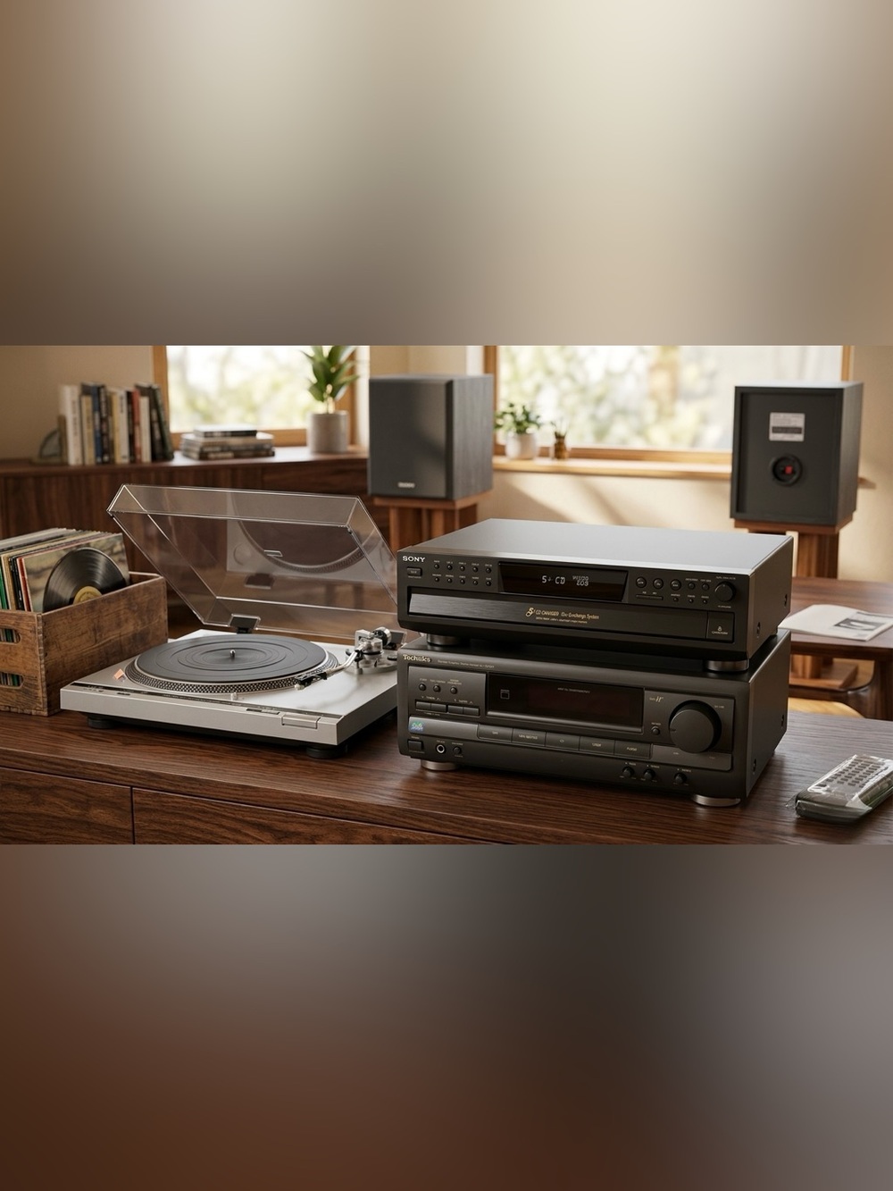 Technics and Sony Home Stereo System Stack Component Audio Bundle with Turntable - Picture 1 of 15
